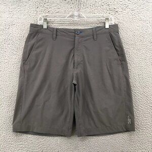 Eddie Bauer Flexion Chino Shorts Mens 32 (actual 33x9.5) Gray Mid Rise Zip Fly